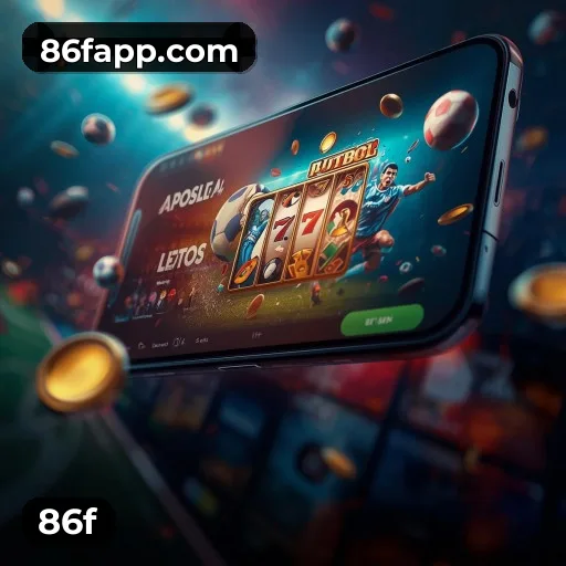 App 86f para iOS e Android — interface mobile, login biométrico e PIX integrado