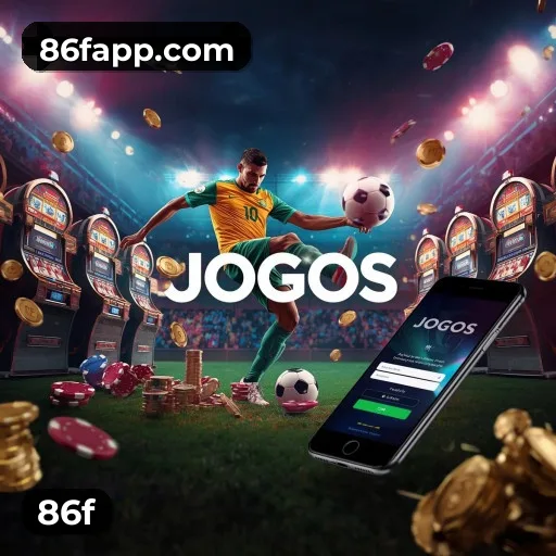 App 86f para iOS e Android — interface mobile, login biométrico e PIX integrado